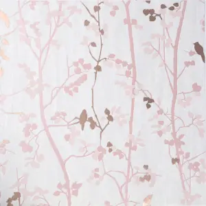 GoodHome Bromus Pink Metallic effect Floral Textured Wallpaper Sample