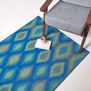 Homescapes Amber Ikat Green & Blue Outdoor Rug, 180 x 270 cm