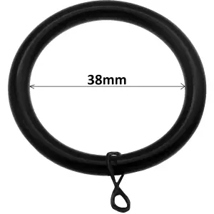 Curtain ring black metal curtain rings 38mm for Curtain Pole Rod - Pack of 6