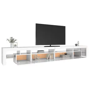 Berkfield TV Cabinet with LED Lights High Gloss White 290x36.5x40 cm