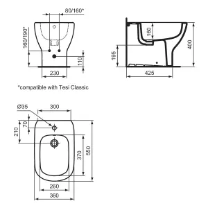 Ideal Standard Tesi Back to wall Floor-mounted Bidet