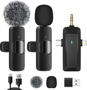 HMKCH Wireless Lavalier Microphone For iPhone - Android Phone/Camera/Computer/Laptop, Professional Dual Lapel Mic With USB-C/3.5Mm/USB Plug For