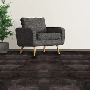 15 Pieces Charcoal Black Wood Look Vinyl Flooring