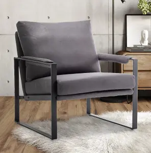 Faux Leather Suede Grey Graziana Accent Chair