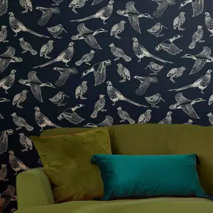 Joules Navy Country birds Smooth Wallpaper