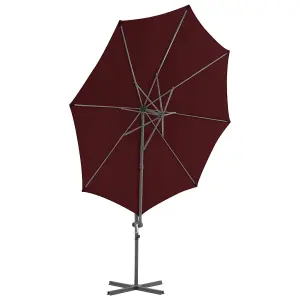 Berkfield Cantilever Umbrella with Steel Pole Bordeaux Red 300 cm