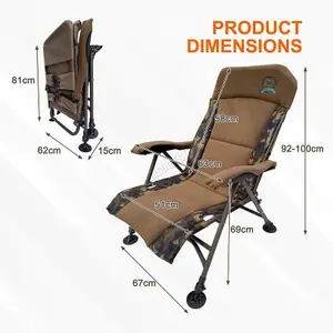 CARPZILLA Recliner Folding Camping Fishing Chair 4CM Cushion 150KG Capacity Camo