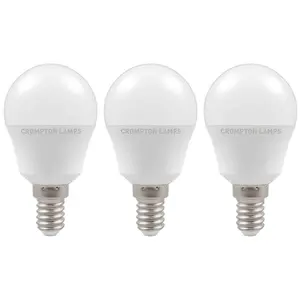 Crompton Lamps LED Golfball 4.9W E14 Daylight Opal (40W Eqv) (3 Pack)