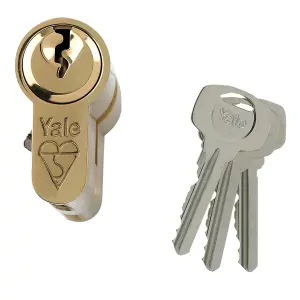 Yale Brass effect Single Euro Cylinder lock 35/35, (L)80mm (W)29mm