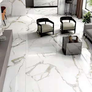 Roman White Marble Polished Porcelain Tile / 80 x 80cm