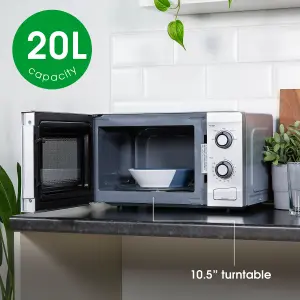 Abode AMM2001S, 20L Manual Microwave in Silver