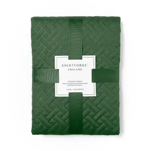 Brentfords Geo Pinsonic Blanket Throw Quilted Bedspread, Green - 200 x 240cm