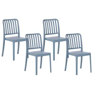 Set of 4 Garden Chairs SERSALE Synthetic Material Blue