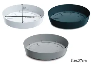 Round Plastic Water Plant Pot Saucer Trays  Anthracite 27cm