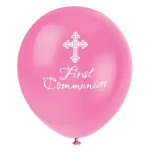 Unique Party Latex Radiant Cross First Holy Communion Balloons (Pack of 8) Pink/White (One Size)