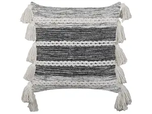 Throw Cushion ROCHEA Cotton 45 x 45 cm Striped Black