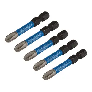 Draper Expert Cross Slot/PH Type Impact Screwdriver Bits, No.3 x 50mm, 1/4" Hex (Pack of 5) 05645