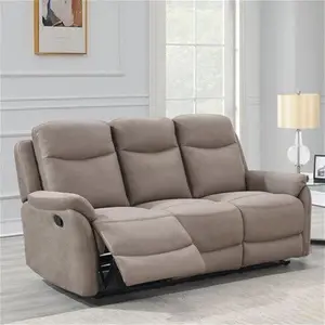 Dunelm Evan Faux Suede 3 Seater Manual Recliner Sofa, Industrial, Natural, Beige