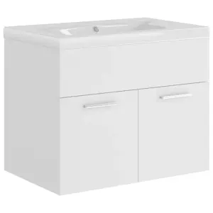 Berkfield Sink Cabinet with Built-in Basin White Engineered Wood