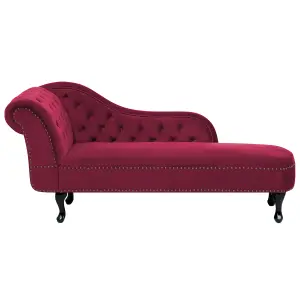 Left Hand Chaise Lounge Velvet Burgundy NIMES