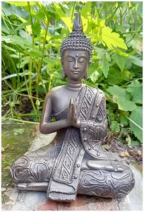 Mystic Thai Buddha Sculpture in Lotus Position Bronze