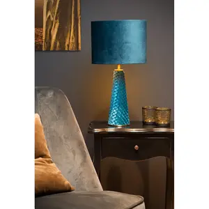 Lucide Extravaganza Velvet Retro Table Lamp 25cm - 1xE27 - Turquoise