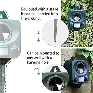 Pestbye Twinpack Battery Powered Cat Repellent Ultrasonic Repeller Deterrent Cat Scarer with Ground Stake