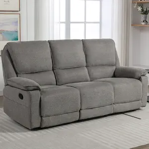 Sydney 3 Seater Fabric Manual Recliner Sofa Grey