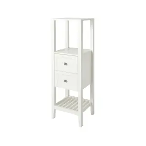 GoodHome Perma Tall Satin White Bathroom Cabinet (H)120cm (W)40.2cm