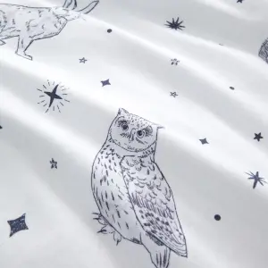 Bianca Brushed Starlight Animals Reversible Cotton Duvet Cover Set with Pillowcase White/ Blue