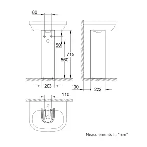 Grohe Euro Floor-mounted Full pedestal (H)71.5cm (W)20.3cm