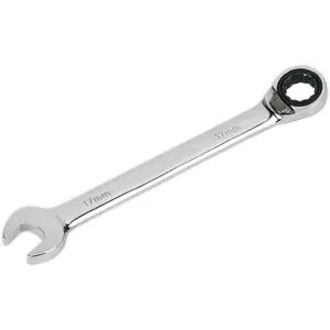 17mm Reversible Ratchet Combination Spanner - Chrome Vanadium Steel Wrench