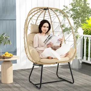 Costway PE Wicker Egg Chair Indoor Outdoor Lounge Chair Patio Basket Chair