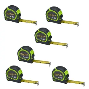 Stanley Tylon Hi Vis 8m 26ft Tape Measures Green Pack of 6 STA130604HG