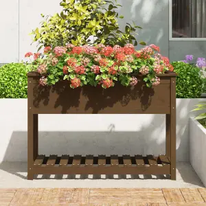 Berkfield Planter with Shelf Honey Brown 111.5x54x81 cm Solid Wood Pine