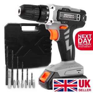 Terratek 20V Orange Cordless Combi Drill Driver and 13 Piece Bit Set