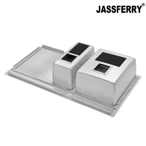 JASSFERRY Inset Kitchen Sink 1.2 mm Thickness Stainless Steel 1.5 Rectangle Bowl Lefthand Drainer Square Strainer Plug