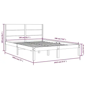 Berkfield Bed Frame White Solid Wood Pine 140x190 cm