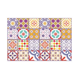 24 Pieces 15x15cm Colourful Moroccan Tile Stickers