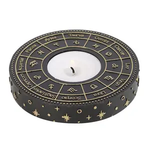 Something Different Astrology Wheel Tealight Holder Black/Gold (One Size)