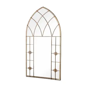 MirrorOutlet Chelsea Metal Arch shaped Decorative Window Gothic Garden Mirror 90cm X 50cm