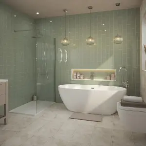 Johnson Tiles Elvaston Beige Matt Stone effect Textured Porcelain Indoor Wall & floor Tile Sample