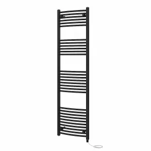 Rinse Bathrooms Electric Heated Towel Rail Curved Black Bathroom Towel Radiator 1800x500mm - 800W