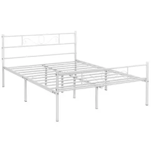 Metal Bed Frame with Headboard/Under-Bed Storage White / Double (4'6)