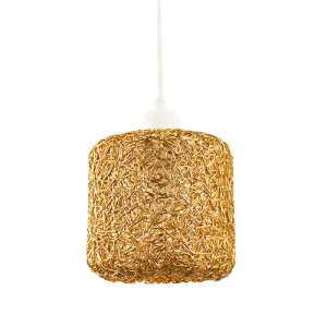 Industrial and Retro Style Twisted Wire Mesh Metal Light Shade in Shiny Gold