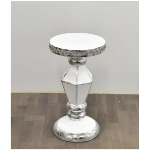 Italian End Table Mirrored Crystal Side Table Sparkly White F069