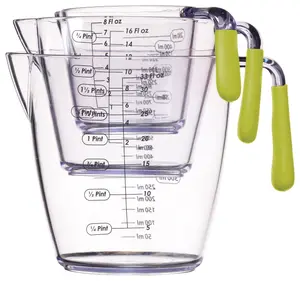 Colourworks 3 Piece Green Acrylic Measuring Jug Set