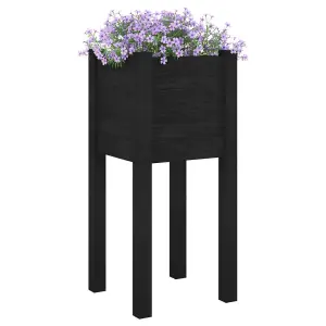 Berkfield Garden Planter Black 31x31x70 cm Solid Pinewood