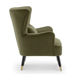 Velvet Sage Green Camila Accent Wingback Chair