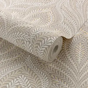 Grandeco Margot Ornamental Filigree Metallic Damask Textured Wallpaper, Neutral